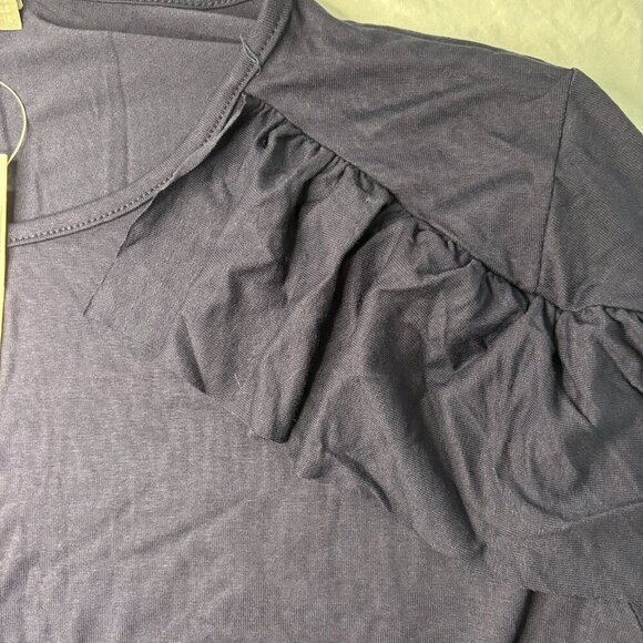 ASOS Pullover Women's 14 Navy NEW Ruffled Stretch Long Sleeve Casual Workwear - Picture 2 of 4